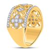 Image 3 : Diamond Clover Square Band Ring 5/8 Cttw 14kt Yellow Gold