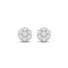 Image 2 : Diamond Flower Cluster Earrings 1/10 Cttw 10kt White Gold