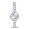 Image 1 : Diamond Bypass 2-stone Pendant 1/4 Cttw 14kt White Gold