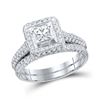 Image 1 : Princess Diamond Bridal Wedding Ring Band Set 1-1/4 Cttw Size 5 14kt White Gold