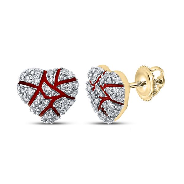 Mens Diamond Broken Heart Cluster Earrings 1/2 Cttw 10kt Yellow Gold