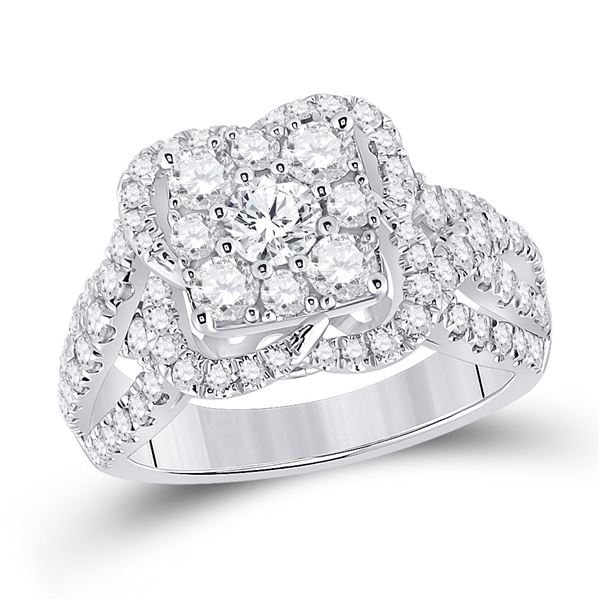 Diamond Halo Bridal Wedding Engagement Ring 1-7/8 Cttw 14kt White Gold