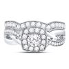 Image 2 : Diamond Bridal Wedding Ring Band Set 1 Cttw 14kt White Gold
