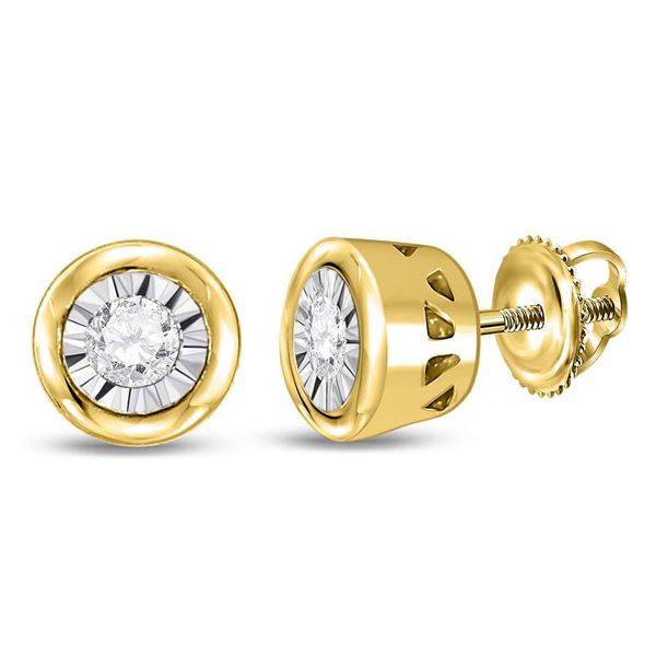 Diamond Miracle Solitaire Earrings 1/10 Cttw 10kt Yellow Gold