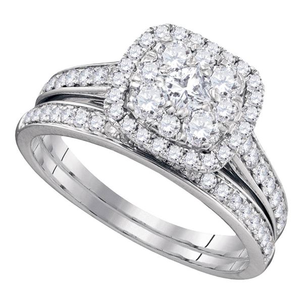 Princess Diamond Bridal Wedding Ring Band Set 1 Cttw 14kt White Gold