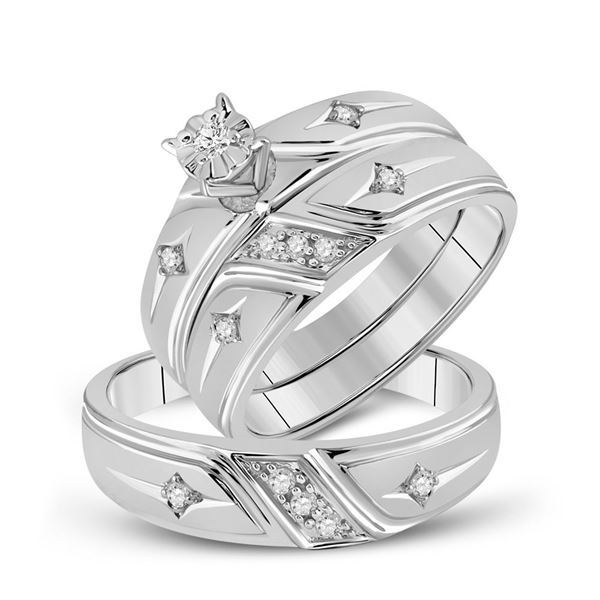 His Hers Diamond Cross Matching Wedding Set 1/5 Cttw 10kt White Gold