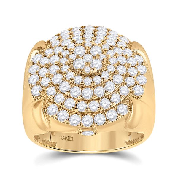 Mens Diamond Circle Cluster Ring 2-3/4 Cttw 10kt Yellow Gold