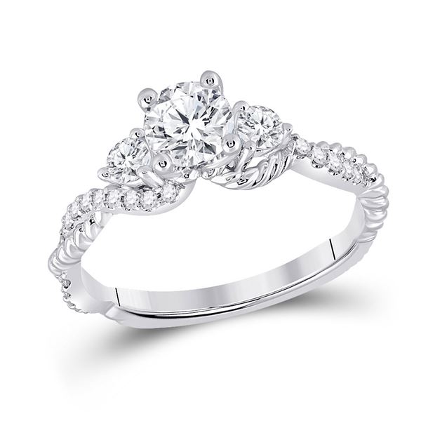 Diamond 3-stone Bridal Wedding Engagement Ring 1 Cttw 14kt White Gold
