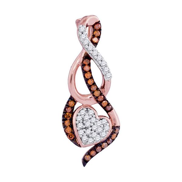 Red Color Enhanced Diamond Heart Pendant 1/6 Cttw 10kt Rose Gold