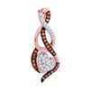 Image 1 : Red Color Enhanced Diamond Heart Pendant 1/6 Cttw 10kt Rose Gold