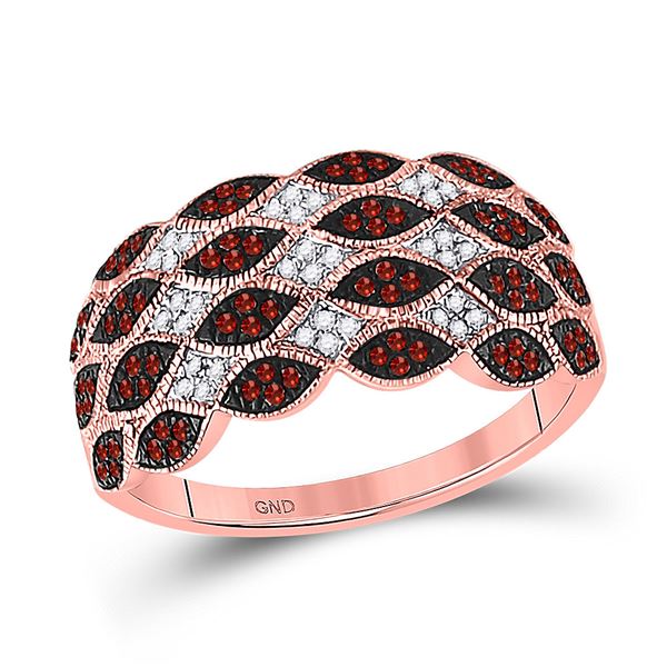 Red Color Enhanced Diamond Band Ring 1/3 Cttw 10kt Rose Gold