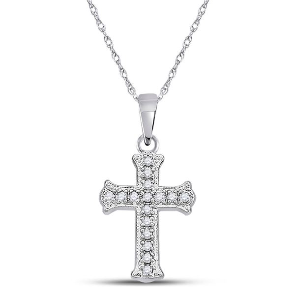 Diamond Cross Pendant 1/12 Cttw 10kt White Gold