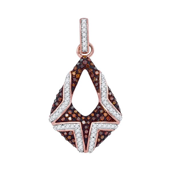 Red Color Enhanced Diamond Fashion Pendant 1/3 Cttw 10kt Rose Gold