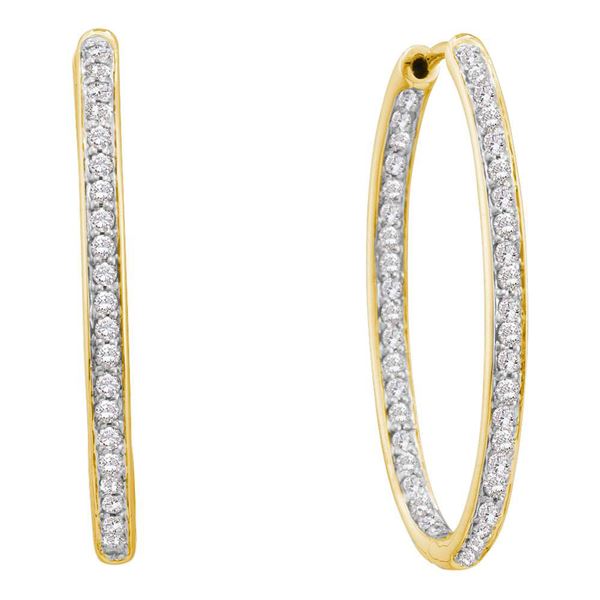 Diamond Inside Outside Endless Hoop Earrings 1/2 Cttw 14kt Yellow Gold