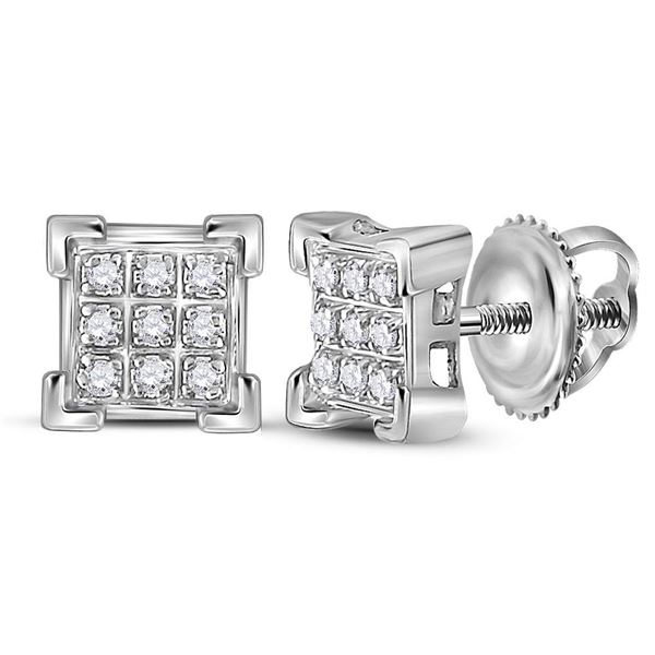 Diamond Square Cluster Earrings 1/20 Cttw 10kt White Gold