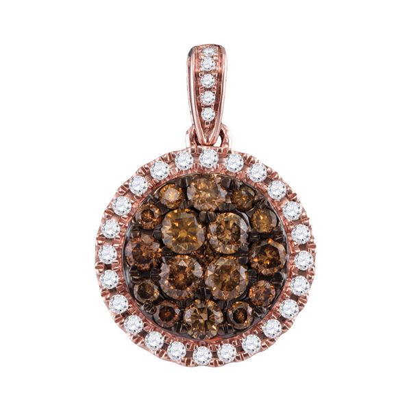 Brown Diamond Circle Cluster Pendant 1 Cttw 14kt Rose Gold