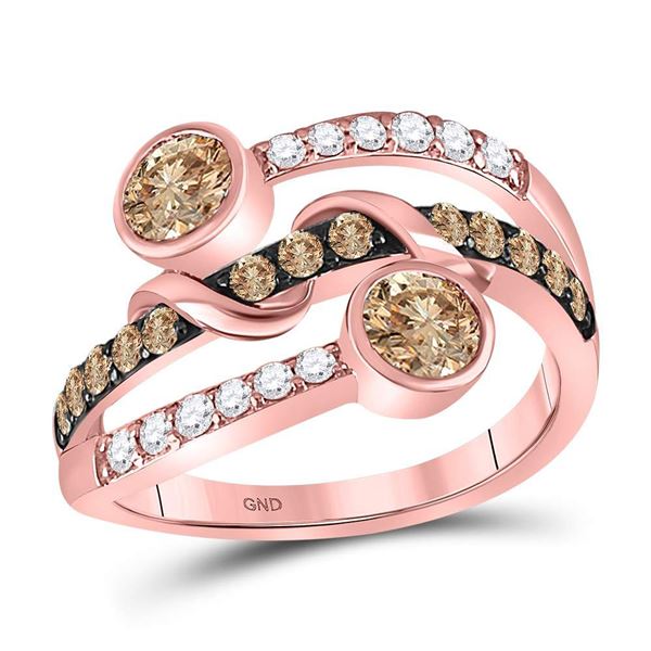 Brown Diamond Strand Band Ring 1 Cttw 10kt Rose Gold