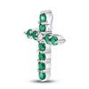 Image 2 : Lab-Created Emerald Cross Pendant 5/8 Cttw 10kt White Gold