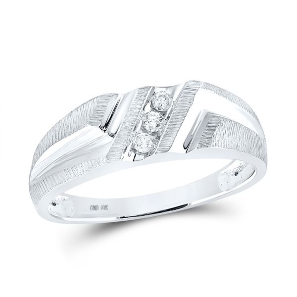 Mens Diamond Wedding Band Ring 1/10 Cttw 10kt White Gold