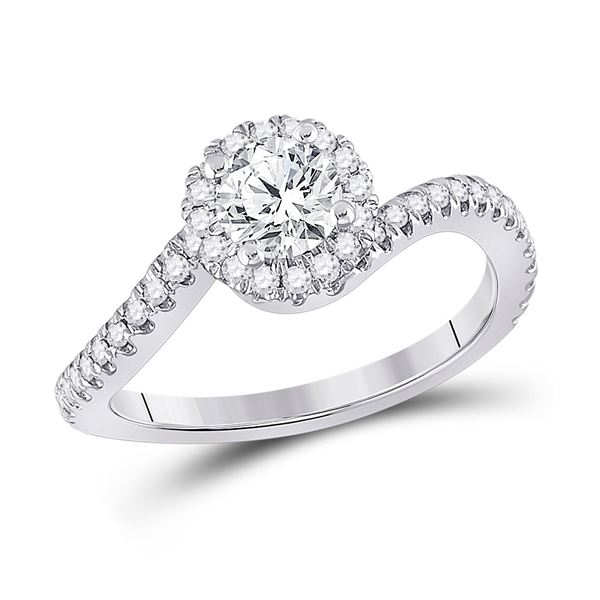 Diamond Halo Bridal Wedding Engagement Ring 1 Cttw 14kt White Gold