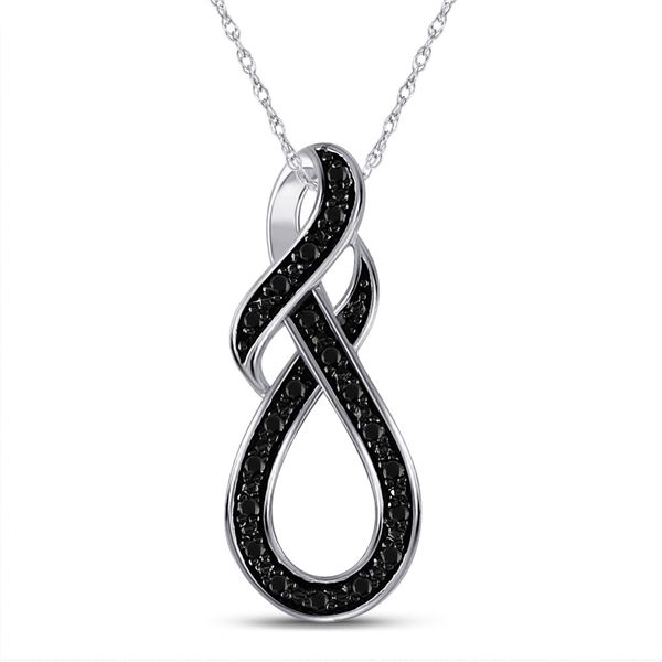 Black Color Enhanced Diamond Fashion Pendant 1/10 Cttw Sterling Silver