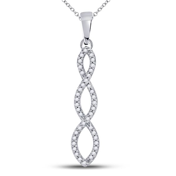 Diamond Twist Fashion Pendant 1/8 Cttw 10kt White Gold