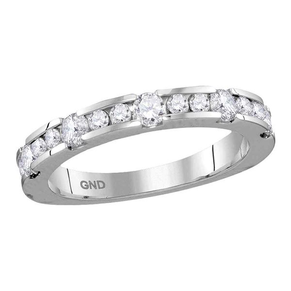 Machine-set Diamond Wedding Band Ring 3/4 Cttw 14kt White Gold