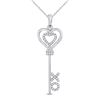 Image 1 : Diamond Heart XO Key Pendant 1/8 Cttw Sterling Silver