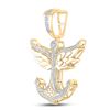 Image 2 : Mens Diamond Anchor Wings Charm Pendant 1/3 Cttw 10kt Yellow Gold