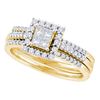 Image 1 : Princess Diamond 3-Piece Bridal Wedding Ring Band Set 1/2 Cttw 14kt Yellow Gold