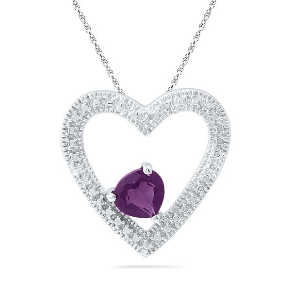 Lab-Created Amethyst Solitaire Heart Pendant 5/8 Cttw Sterling Silver