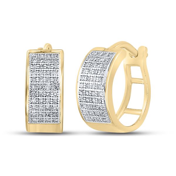 Diamond Huggie Earrings 1/4 Cttw Yellow-tone Sterling Silver