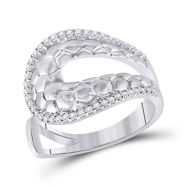 Diamond Modern Scale Fashion Ring 1/4 Cttw 14kt White Gold