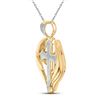 Image 2 : Mens Diamond Wings Cross Charm Pendant 1/2 Cttw 10kt Yellow Gold
