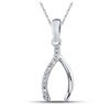 Image 1 : Diamond Lucky Wishbone Pendant 1/20 Cttw Sterling Silver
