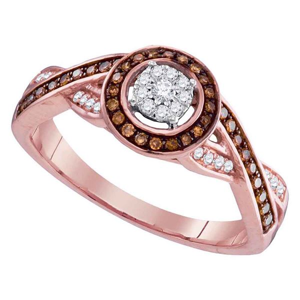 Brown Diamond Twist Cluster Ring 1/4 Cttw 10kt Rose Gold