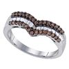 Image 1 : Brown Diamond Chevron Band Ring 1/2 Cttw Sterling Silver