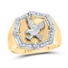 Image 1 : Mens Diamond Eagle Cluster Ring 1/4 Cttw 10kt Yellow Gold