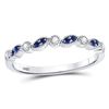 Image 1 : Blue Sapphire Diamond Stackable Band Ring 1/10 Cttw 10kt White Gold