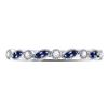 Image 2 : Blue Sapphire Diamond Stackable Band Ring 1/10 Cttw 10kt White Gold