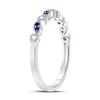 Image 3 : Blue Sapphire Diamond Stackable Band Ring 1/10 Cttw 10kt White Gold