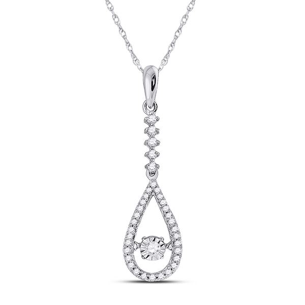 Moving Twinkle Diamond Teardrop Pendant 1/5 Cttw 10kt White Gold