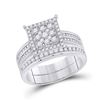 Image 2 : His Hers Diamond Square Matching Wedding Set 1-1/2 Cttw 14kt White Gold