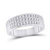 Image 3 : His Hers Diamond Square Matching Wedding Set 1-1/2 Cttw 14kt White Gold