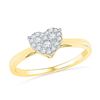 Image 1 : Diamond Simple Heart Cluster Ring 1/6 Cttw 10kt Yellow Gold