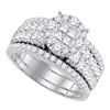 Image 1 : Princess Diamond Bridal Wedding Ring Band Set 1-1/2 Cttw 14kt White Gold