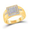 Image 1 : Mens Diamond Square Cluster Ring 1/4 Cttw 10kt Yellow Gold