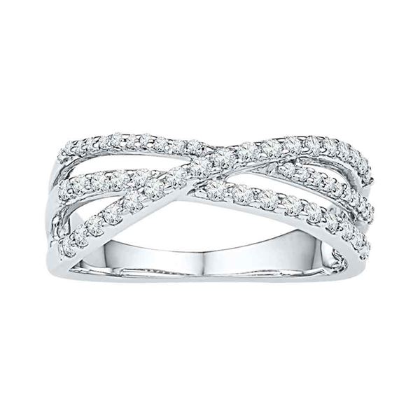 Diamond Triple Strand Crossover Band 1/2 Cttw 10kt White Gold