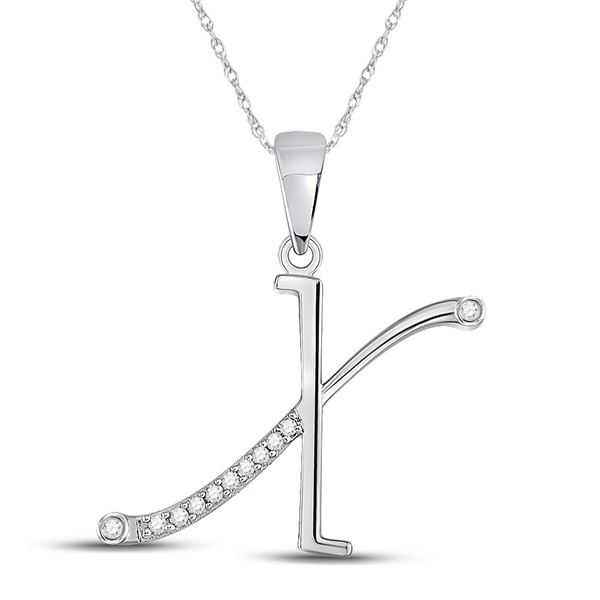 Diamond X Initial Letter Pendant 1/20 Cttw 10kt White Gold