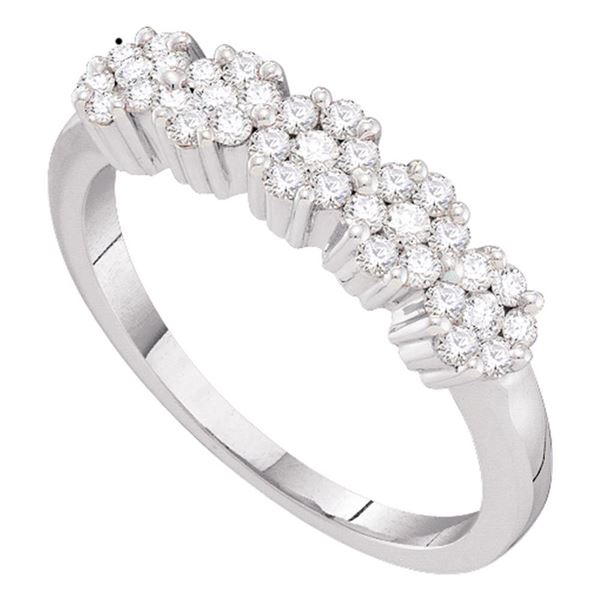 Diamond Five Flower Cluster Ring 1/4 Cttw 14kt White Gold